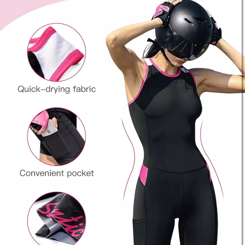 Santic Triathlon-Suit One-Piece Sleeveless Tri-Suit Padded Quick-Drying Medium - Picture 9 of 9